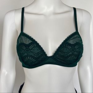 Free People Half Wire Lace Triangle Bra in Emerald